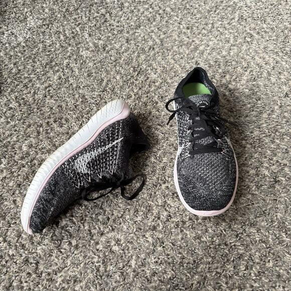 Nike Free RN Flyknit 2019 Running Shoes Sneakers Women's Size 7.5 Black Pink - Picture 1 of 8